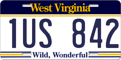 WV license plate 1US842