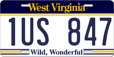 WV license plate 1US847