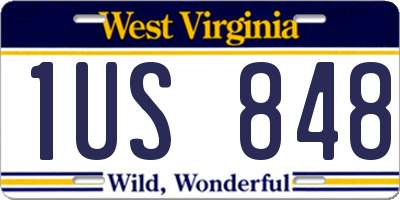 WV license plate 1US848