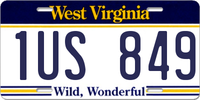 WV license plate 1US849
