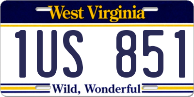 WV license plate 1US851