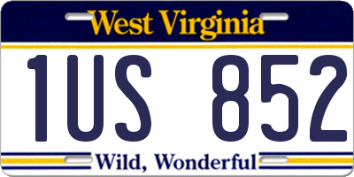 WV license plate 1US852