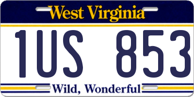 WV license plate 1US853