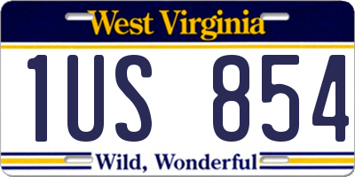 WV license plate 1US854