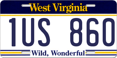WV license plate 1US860