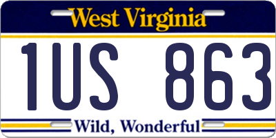 WV license plate 1US863