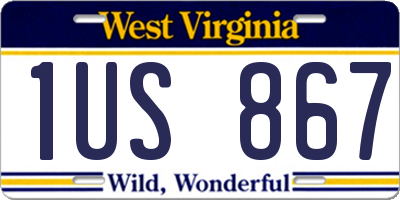 WV license plate 1US867