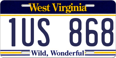 WV license plate 1US868