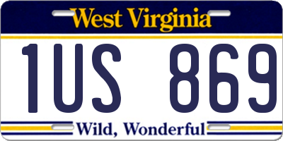 WV license plate 1US869