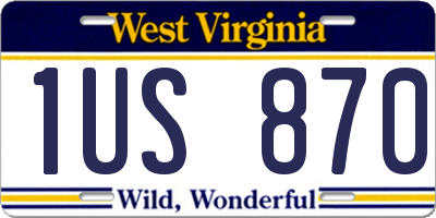 WV license plate 1US870