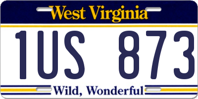 WV license plate 1US873