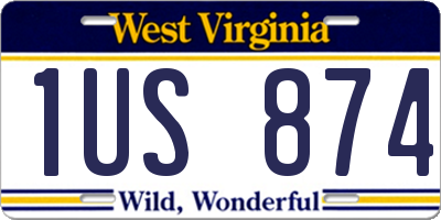 WV license plate 1US874
