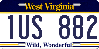 WV license plate 1US882