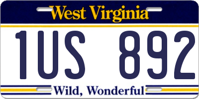 WV license plate 1US892