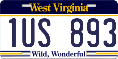 WV license plate 1US893