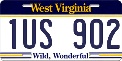WV license plate 1US902