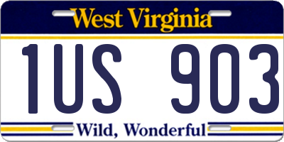 WV license plate 1US903