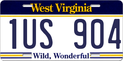 WV license plate 1US904