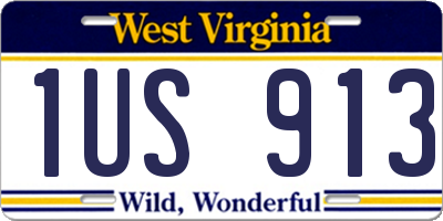 WV license plate 1US913
