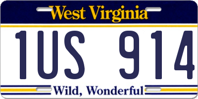 WV license plate 1US914
