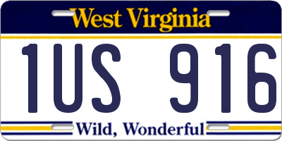 WV license plate 1US916