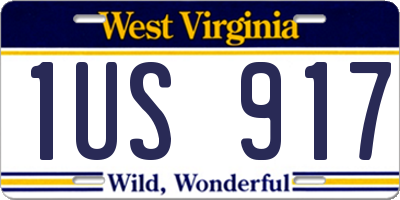 WV license plate 1US917
