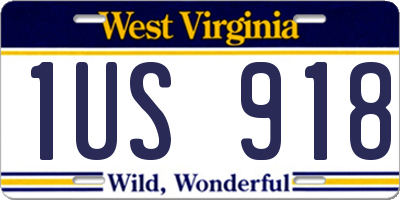 WV license plate 1US918