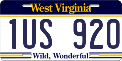 WV license plate 1US920