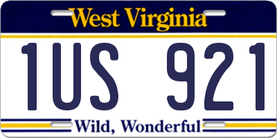 WV license plate 1US921