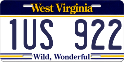 WV license plate 1US922