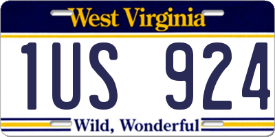 WV license plate 1US924