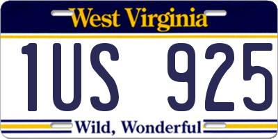 WV license plate 1US925
