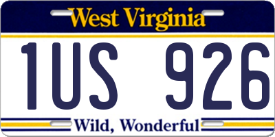 WV license plate 1US926