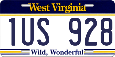 WV license plate 1US928