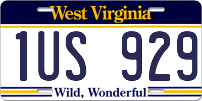 WV license plate 1US929