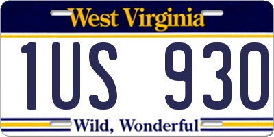 WV license plate 1US930