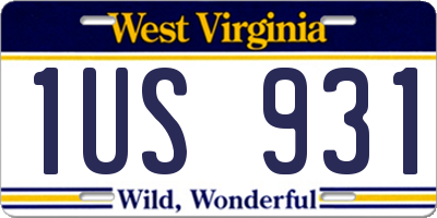 WV license plate 1US931