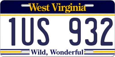 WV license plate 1US932