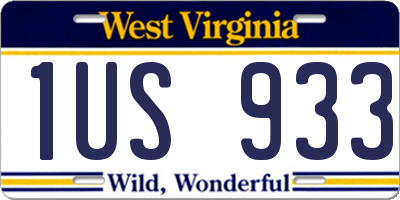 WV license plate 1US933