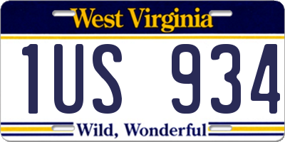 WV license plate 1US934