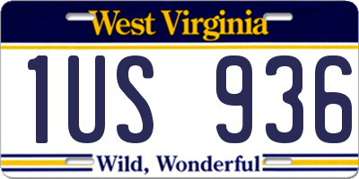 WV license plate 1US936