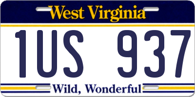 WV license plate 1US937