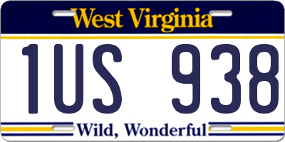 WV license plate 1US938
