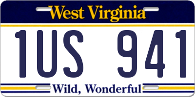 WV license plate 1US941