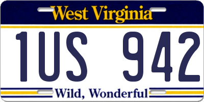 WV license plate 1US942
