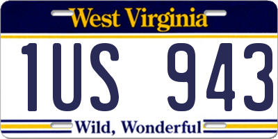 WV license plate 1US943