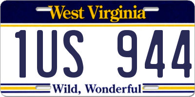 WV license plate 1US944