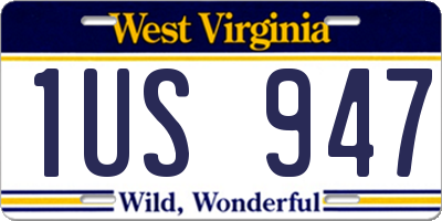 WV license plate 1US947