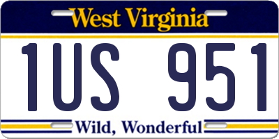 WV license plate 1US951