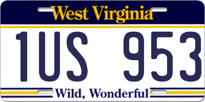 WV license plate 1US953